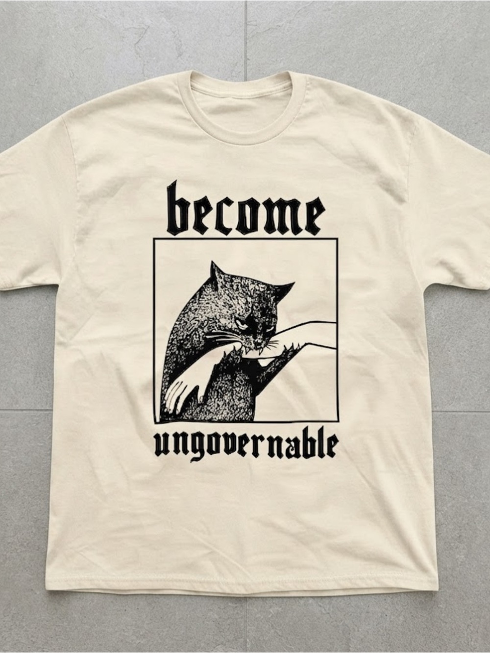 Become Ungovernable Cat Cream Cotton Gildan T-Shirt